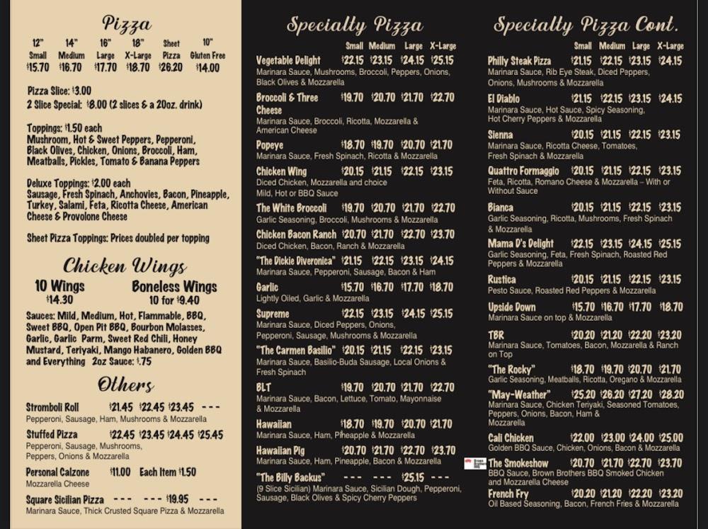 Joe's New York Pizzeria Menu image 1