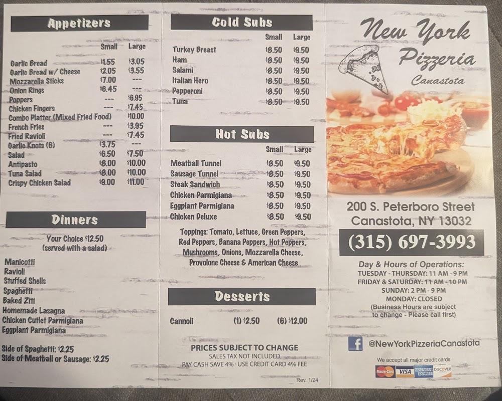 Joe's New York Pizzeria Menu image 3